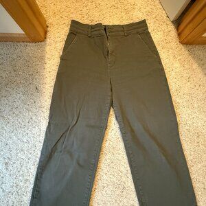 Everlane wide leg cropped Olive Pants size 12